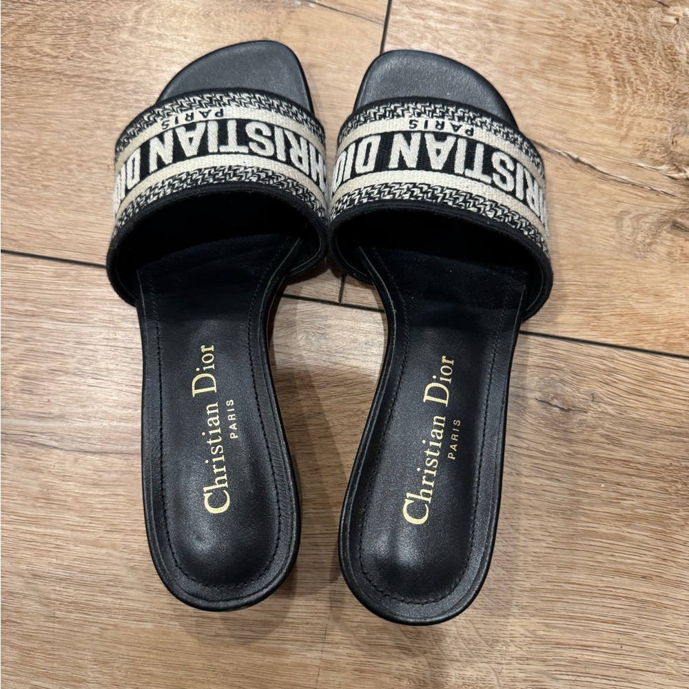 Black and White Slide Sandals